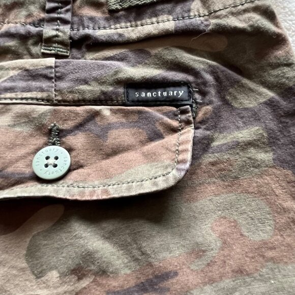 Sanctuary Squad Camo Shorts Cotton Blend Brown Green Size‎ 27 - Picture 8 of 10